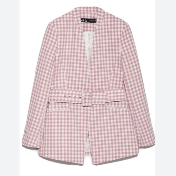 Zara Pink Gingham Blazer - Picture 2 of 5